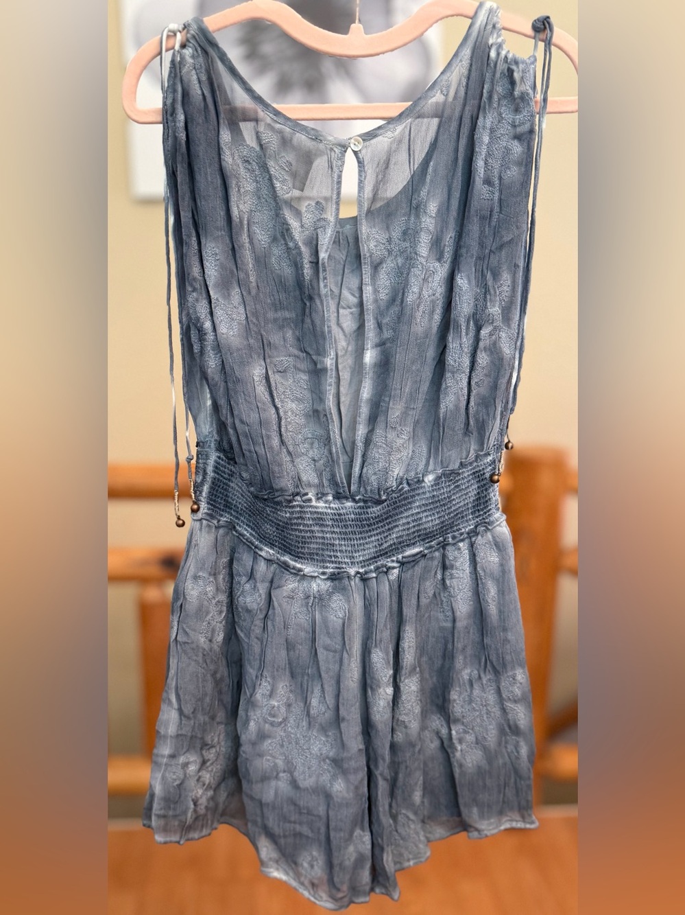 Free People Dusty Blue Sleeveless Textured Romper - Picture 2 of 4
